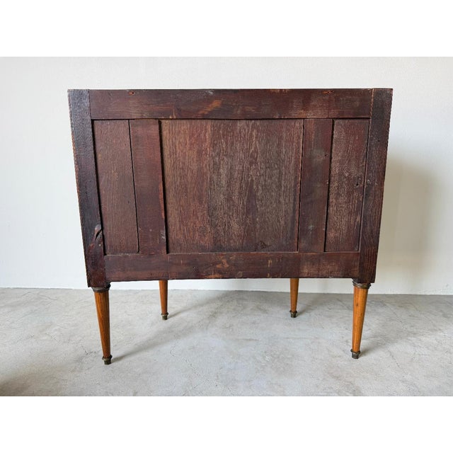 19th-Century French Louis XVI Style Marquetry Inlaid Demi-Lune Cabinet With Breccia Marble Top For Sale - Image 18 of 18