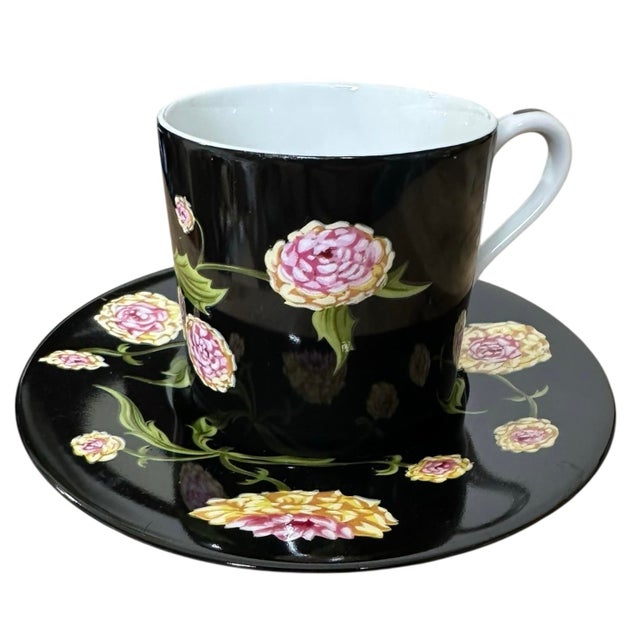 Tiffany and Co. 1980s Tiffany & Co. 4 Cup & Saucer Set Mrs. Delany’s Flowers by Sybil Connolly - 8 pcs For Sale - Image 4 of 12