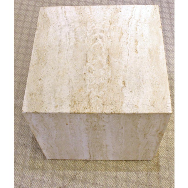 MidCentury Modern Travertine Marble Cube Table Chairish