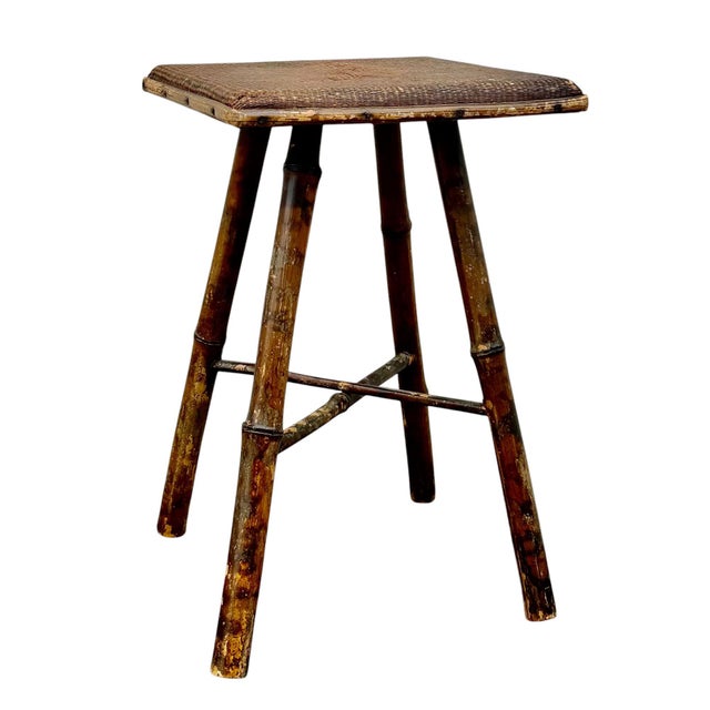 Late 19th Century English Bamboo Stand With Raffia Top For Sale In Tampa - Image 6 of 8