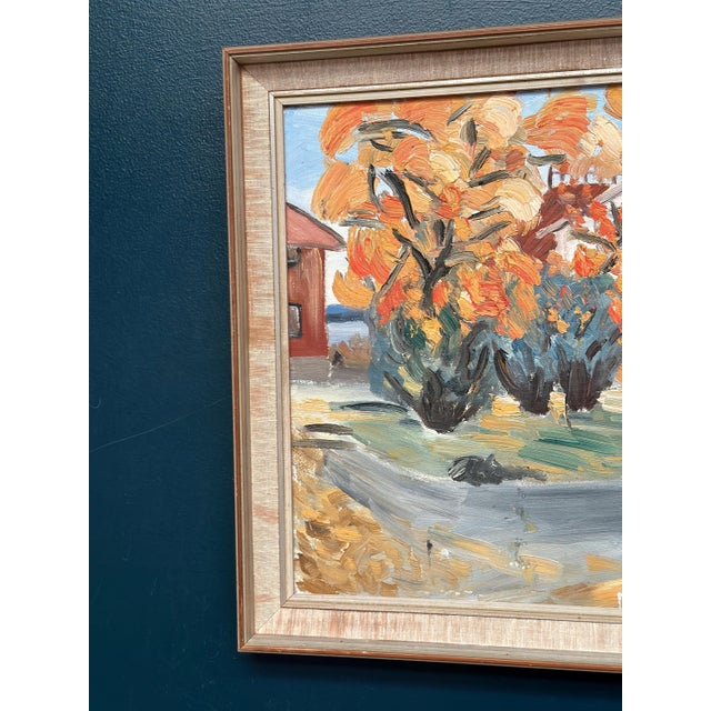 Mid-Century Modern Sune, Autumn Landscape, 1962, Oil Painting on Panel, Framed For Sale - Image 3 of 13