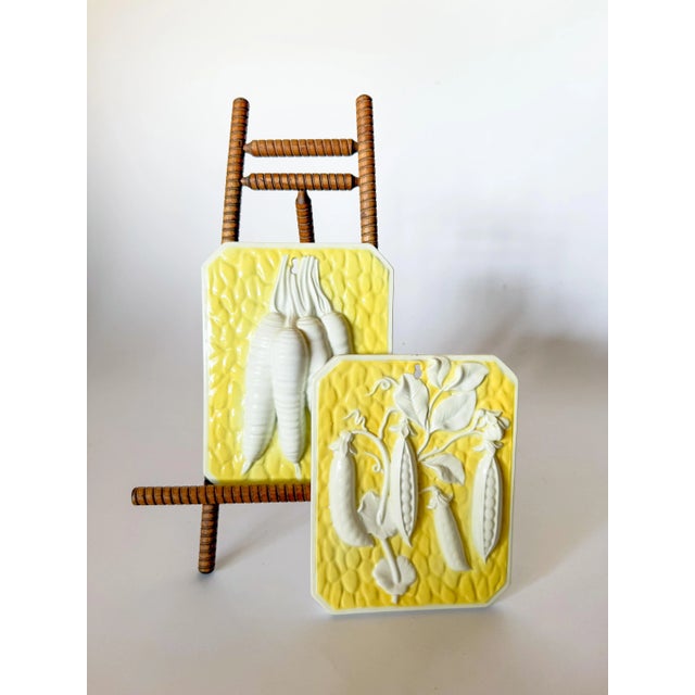 Ceramic Vintage Italian Ceramic Relief Wall Art Plaques - Pair For Sale - Image 7 of 8