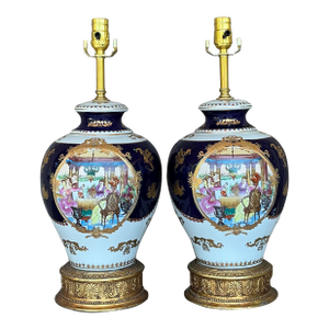 Vintage Regency Limoges Figural Lamps - A Pair