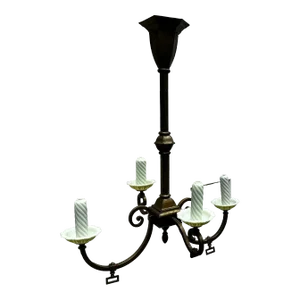 Vintage Brass Four Arm Gas Electric Chandelier