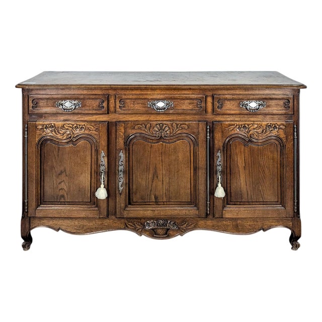 Neo-Rustic Louis XV Style Oak Sideboard For Sale