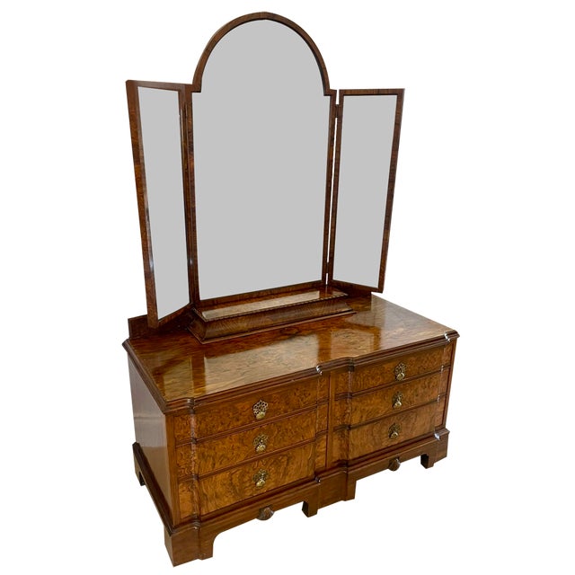 Antique Burr Walnut Dressing Table, 1920 For Sale