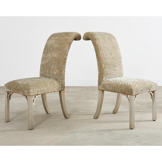 Set of Ten Parsons Dining Chairs With Pollack Fabric For Sale In Sacramento - Image 6 of 12