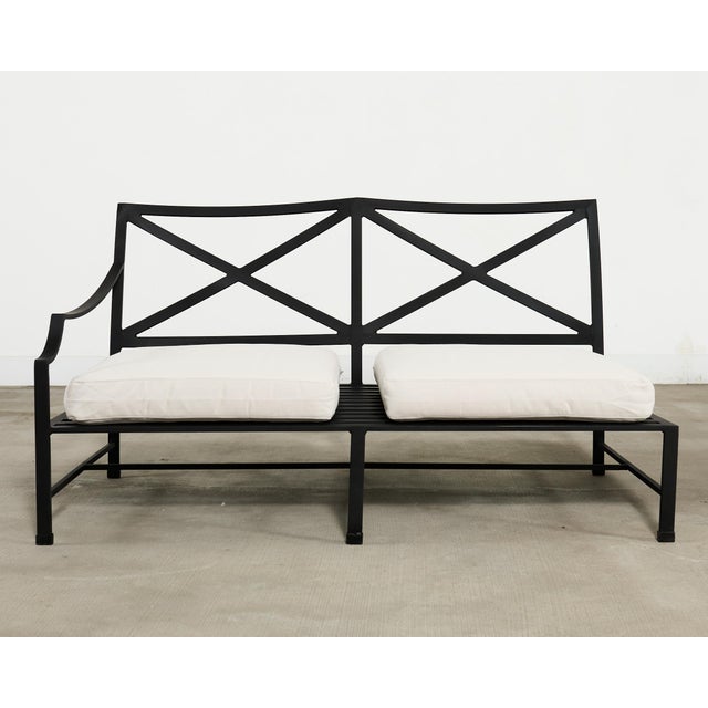 Charcoal Restoration Hardware Two Piece Carmel Aluminum Garden Sofa 9.5 Ft For Sale - Image 8 of 18