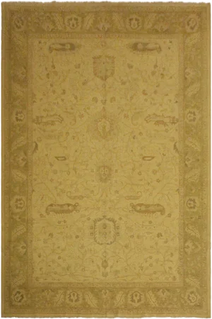 1990s Boho Chic Kafkaz Beige/Lt. Green Wool Rug -9'10 X 14'0