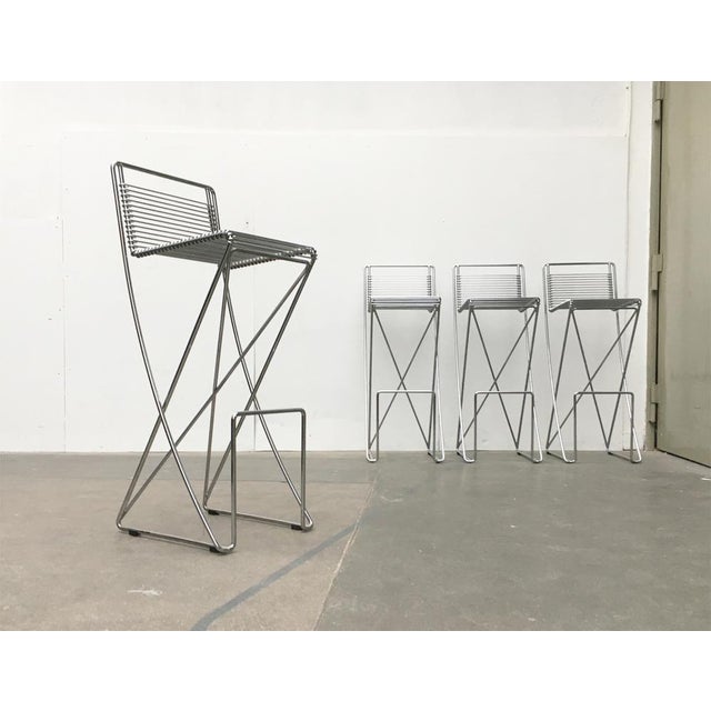 Postmodern German Kreuzschwinger Bar Stools by Till Behrens for Schlubach, 1980s, Set of 4 For Sale - Image 14 of 15