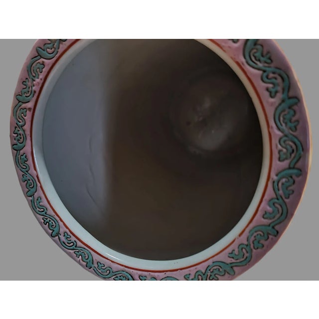 Early 20th Century Asian Famille Rose Umbrella Stand, Hand Painted Figural Marked For Sale - Image 9 of 12