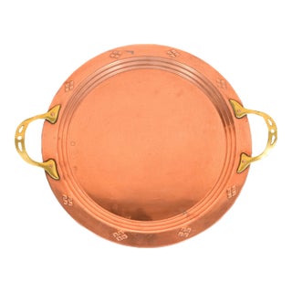 Roycroft Style Swedish Arts & Crafts Copper and Brass Handled Tray For Sale