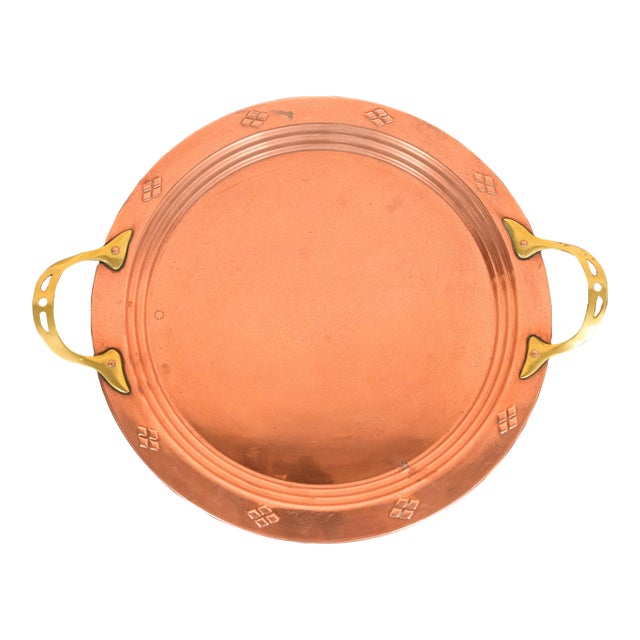 Roycroft Style Swedish Arts & Crafts Copper and Brass Handled Tray For Sale