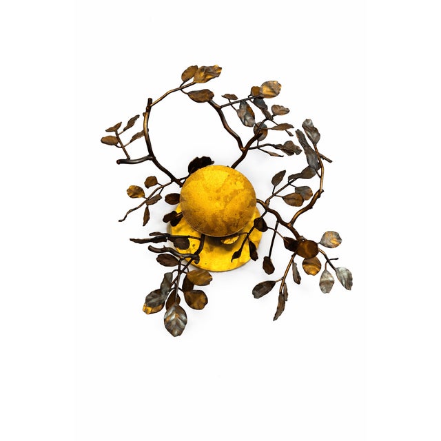 Hollywood Regency 1970's Vintage Brass Modernist and Brutalist Botanical Candle Holder – Sculptural Leaf Form – Hollywood Regency Style – 8” Tall For Sale - Image 3 of 4