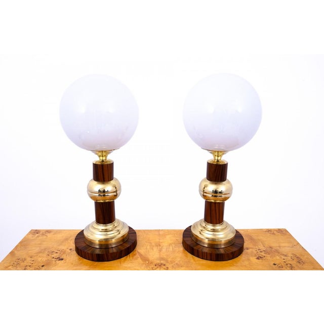 Table lamps from the 1950s, Poland. Dimensions: height 58 cm / diameter 25 cm European Plug (up to 250V).The wiring of...