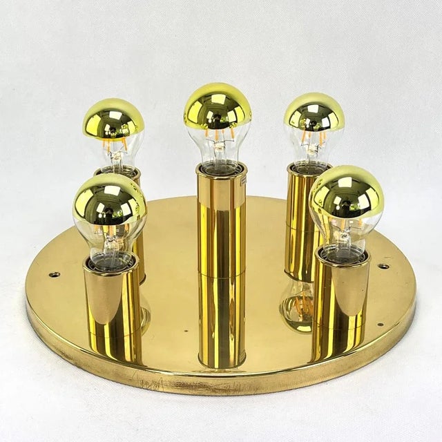 Gold Metal Ceiling Lamp, 1970s For Sale - Image 8 of 8