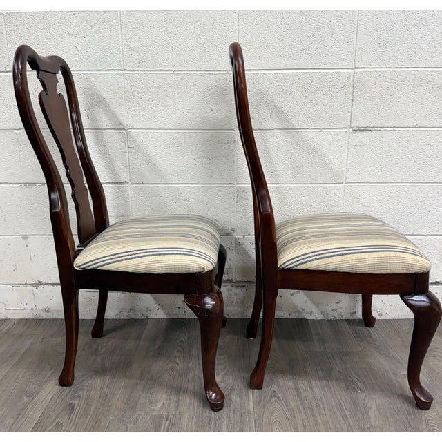 Wood Vintage Queen Anne Style Dining Chairs - Pair For Sale - Image 7 of 11