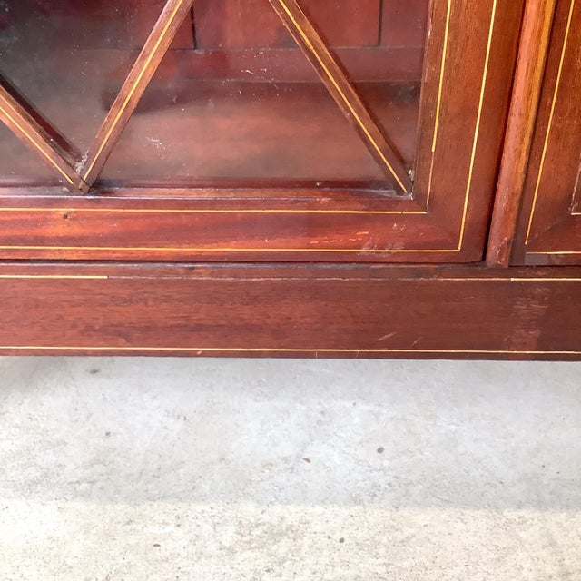 Edwardian Revival Mahogany Diamond Lattice Glazed Bookcase For Sale - Image 15 of 18