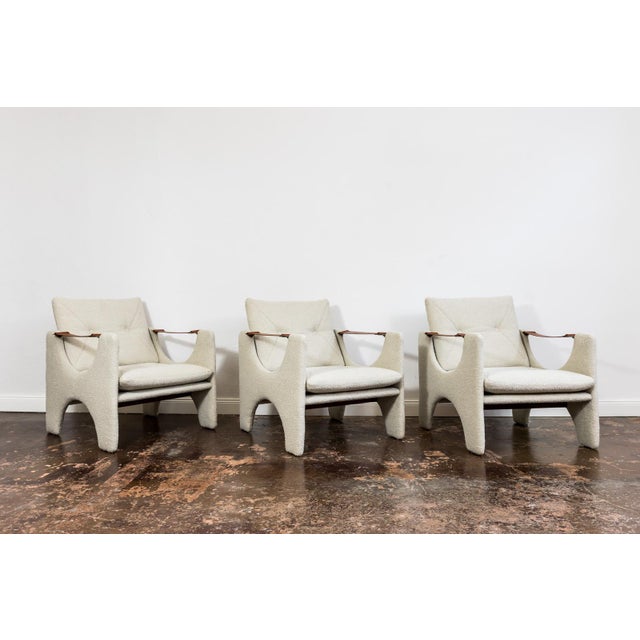 Wood Vintage Geometric Armchairs, 1975, Set of 3 For Sale - Image 7 of 16