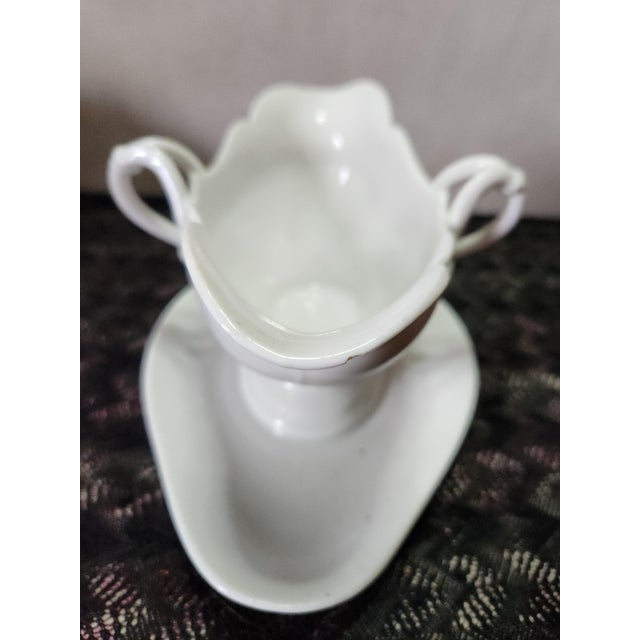 White Antique Leon Sazerat White Porcelain Sauce Boat from Limoges For Sale - Image 8 of 13