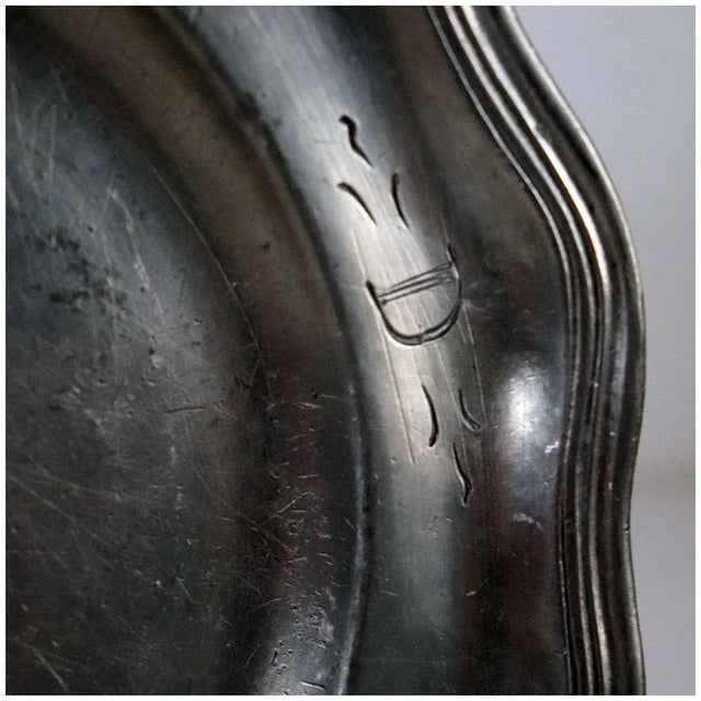 French Pewter Wavy Edge Multi-reed Plate For Sale - Image 4 of 7