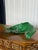 Vintage Sculptural Green Leaf Form Metal Centerpiece Bowl With Découpage Appliqué For Sale - Image 9 of 12