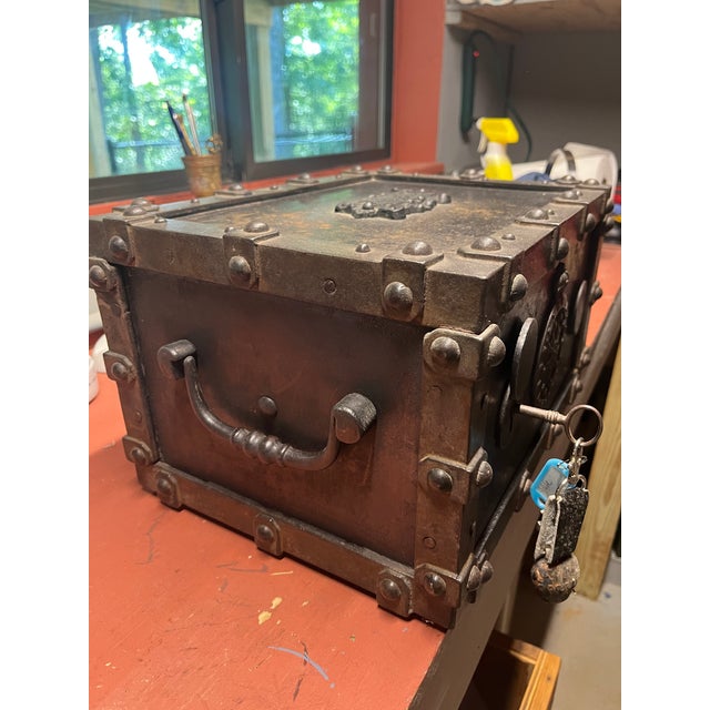 Antique French Strong Box by Bauche Brevete From 1870’s For Sale - Image 4 of 6