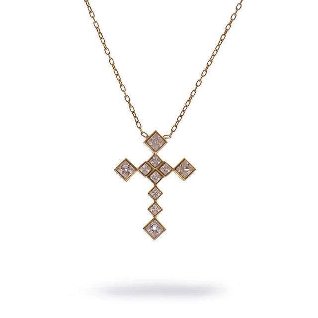 Contemporary Eternal Grace Diamond Cross Gold Necklace For Sale - Image 3 of 7