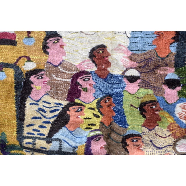 Haraniya Wedding Celebration – Vintage 1987 Handwoven Wool Tapestry by Samiha Ahmed (4.2 X 4.7 Ft) For Sale - Image 6 of 11
