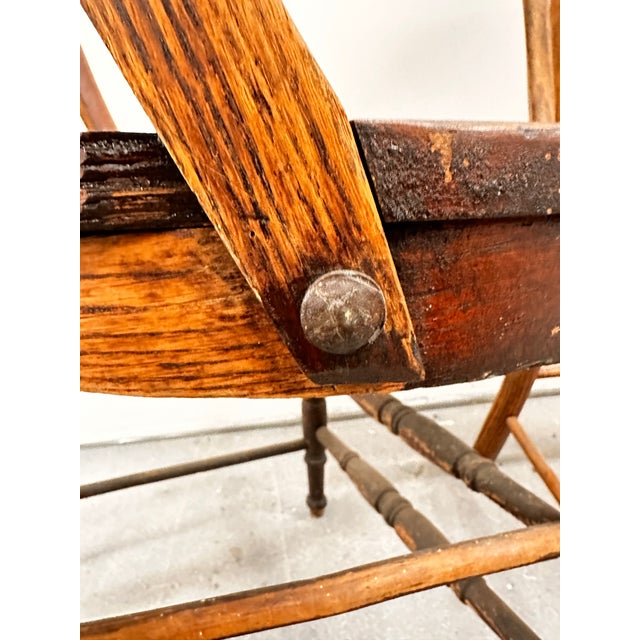 Rare 1873 Heywood Brothers (Heywood Wakefield) Solid Oak Chair Frames (2) For Sale - Image 10 of 12