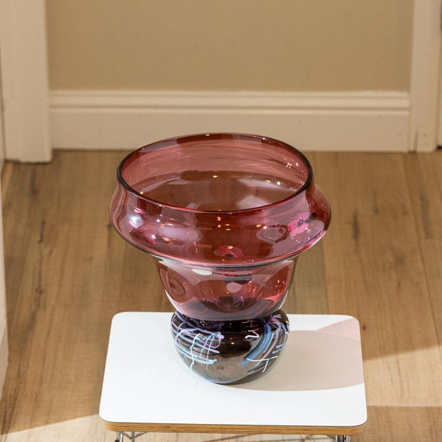 Signed 1990 Postmodern Studio Art Glass Vessel Sculpture - 13" For Sale In Sacramento - Image 6 of 13