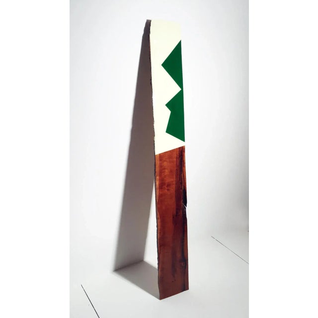 David E. Peterson, Leaner 63, Contemporary Green & White Wooden Wall Sculpture, 2019 For Sale - Image 4 of 4