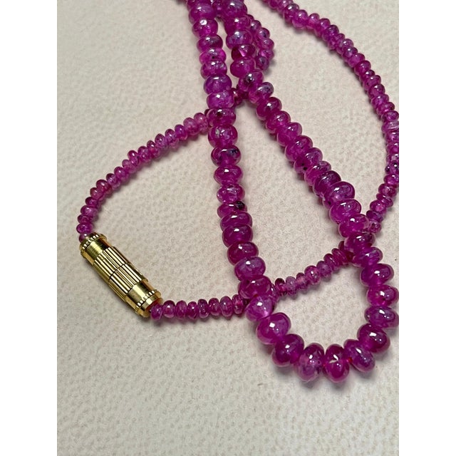 2010s Natural 100 Carat Natural Ruby Bead Single Strand Necklace with Silver Clasp For Sale - Image 5 of 18