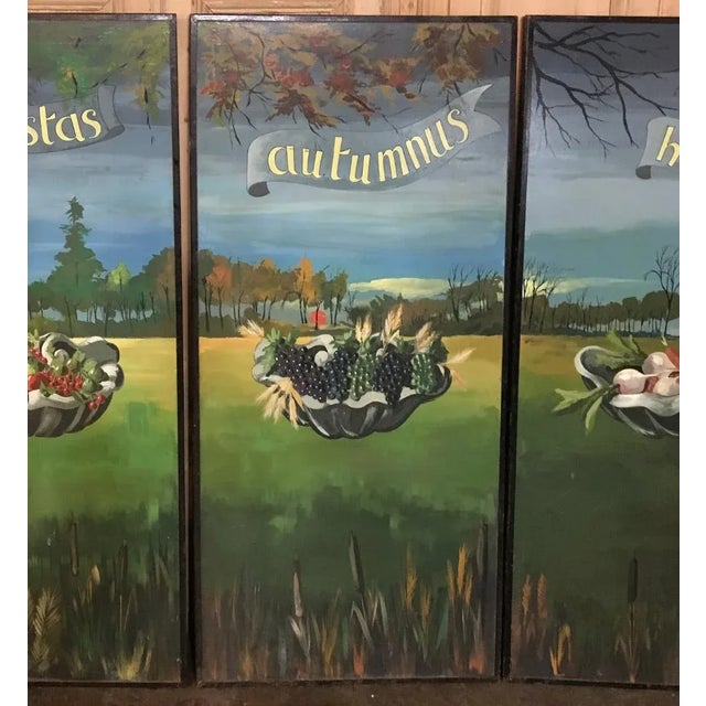 Mid-Century Set of 4 Large Scale Four Seasons Paintings For Sale - Image 9 of 12