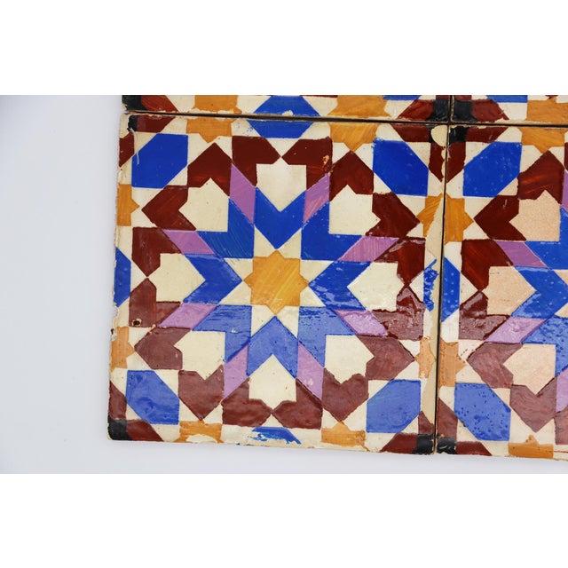 Mediterranean 19th Century Set of Four Geometric Mediterranean Large Tiles, Portuguese For Sale - Image 3 of 15