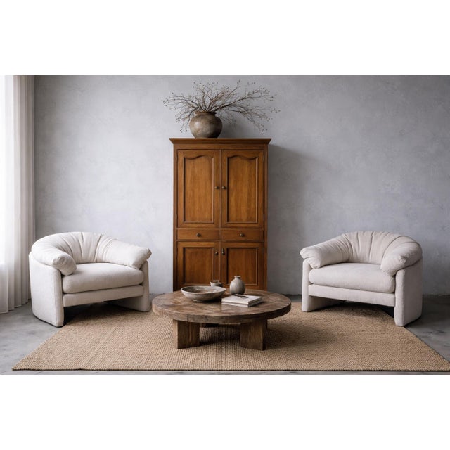 Contemporary Large Scale Pair of Vintage Tub Barrel Chairs For Sale - Image 3 of 11