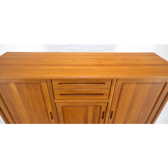 Solid Teak Danish Mid Century Modern 45" Tall 3 Door Compartment Credenza MINT For Sale - Image 9 of 15