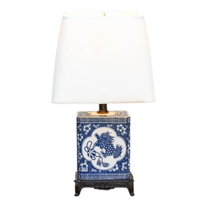 Antique Celestial Kirin Blue & White Petite Lamp