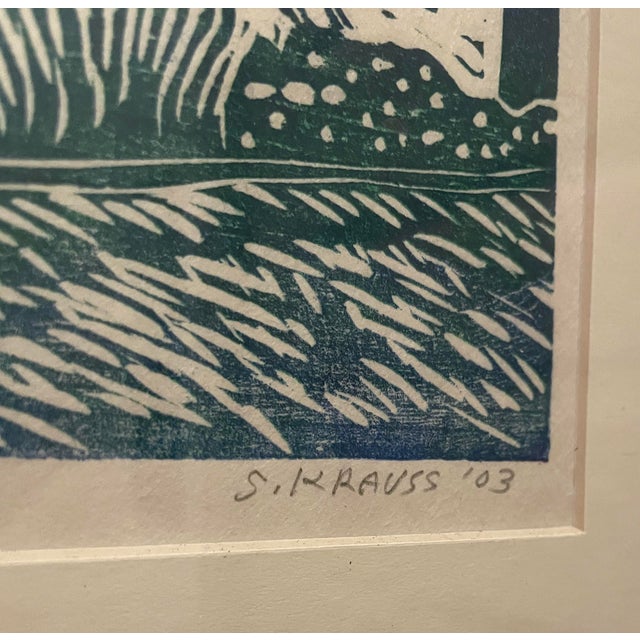 Steve Krauss St. Ives England Linocut - Framed For Sale - Image 4 of 5