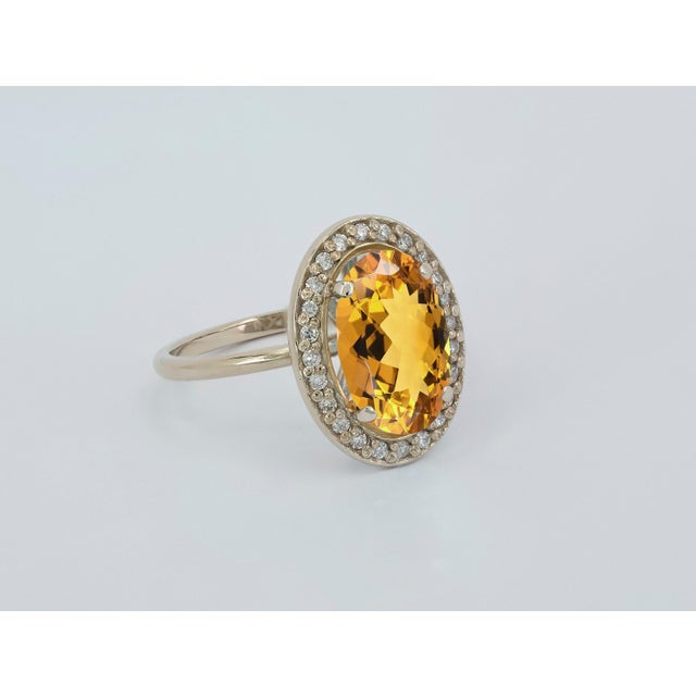 Citrine and Diamonds 14k Gold Ring For Sale - Image 4 of 8