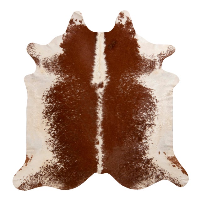 Rug & Kilim’s Contemporary Cowhide Rug in White and Beige-Brown For Sale