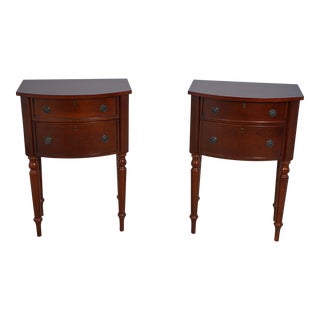 Pair Bombay Cherry 2 Drawer Nightstand End Tables For Sale