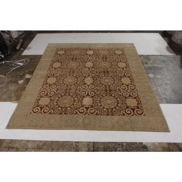 Transitional Rug & Kilim’s European Style Rug in Beige-Brown and Blue All Over Pattern For Sale - Image 3 of 8