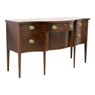 Baker Inlaid Mahogany Hepplewhite Bowfront Sideboard For Sale
