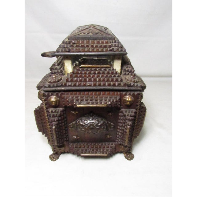 Brown Antique Tramp Art Box For Sale - Image 8 of 18