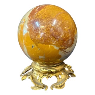 Late 19th Century Jasper Sphere with Stand For Sale