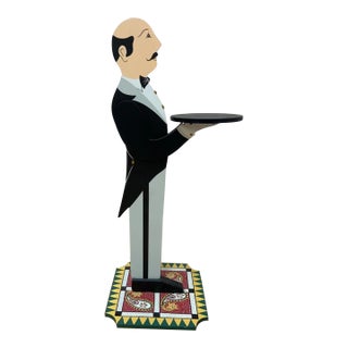 Vintage Art Deco Free Standing Butler With Serving Tray For Sale