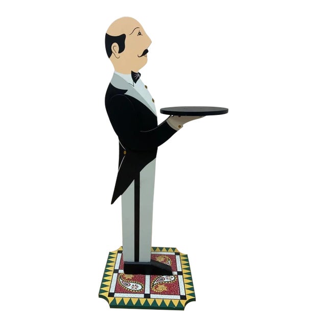 Vintage Art Deco Free Standing Butler With Serving Tray For Sale