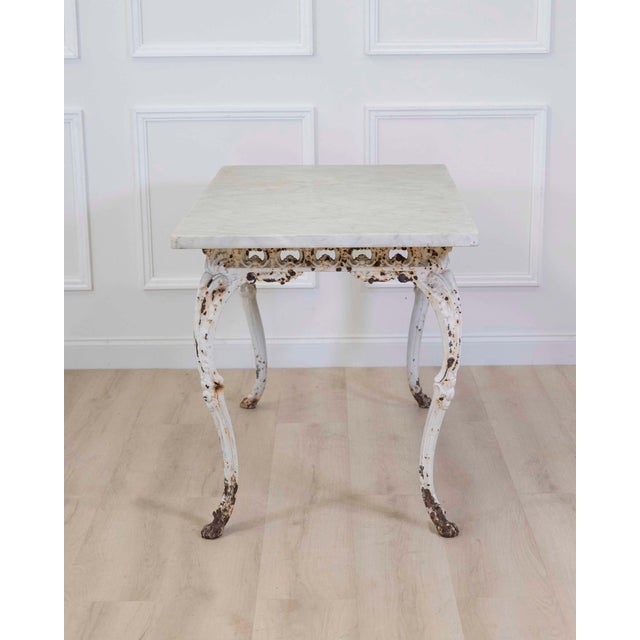 19th Century French Painted Iron Table with Marble Top and Lion Paw Feet For Sale - Image 4 of 7