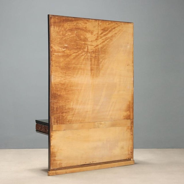 Console with Mirror in Walnut and Green Serpentine Marble For Sale - Image 11 of 12